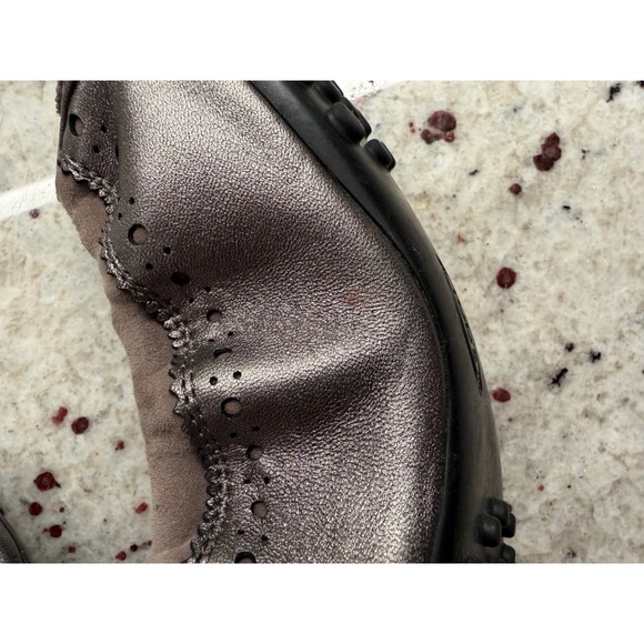 Tod's Women's Size 36.5 (US 6.5) Metallic Taupe Suede Tassel Driving Flats - Picture 8 of 13